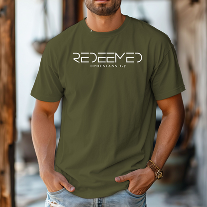 Redeemed Christian T-Shirt, Ephesians 1:7 Faith Graphic Tee