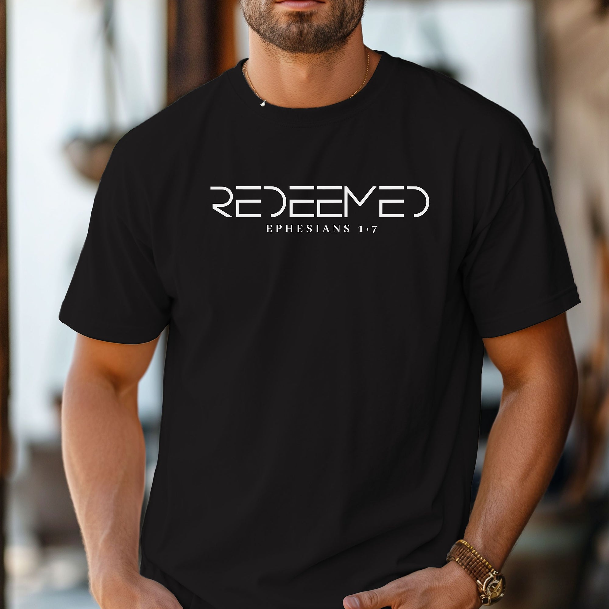 Redeemed Christian T-Shirt, Ephesians 1:7 Faith Graphic Tee
