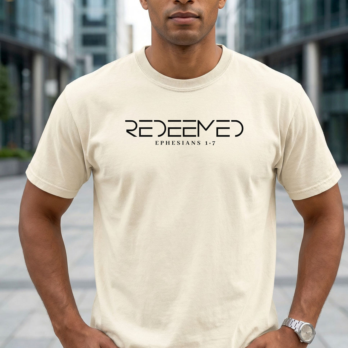 Redeemed Christian T-Shirt, Ephesians 1:7 Faith Graphic Tee