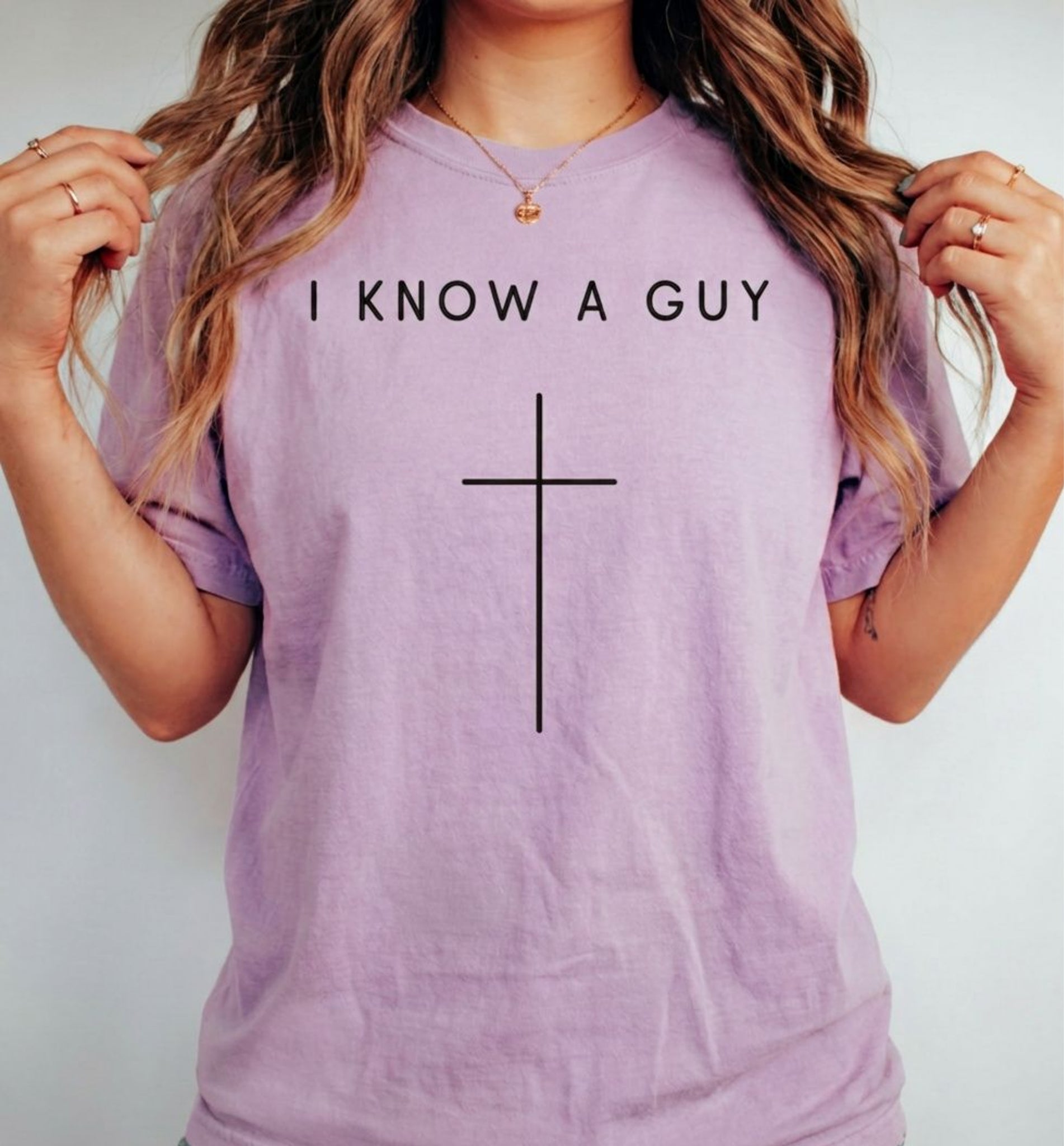 I Know a Guy Christian T-Shirt, Minimalist Cross Faith Graphic Tee