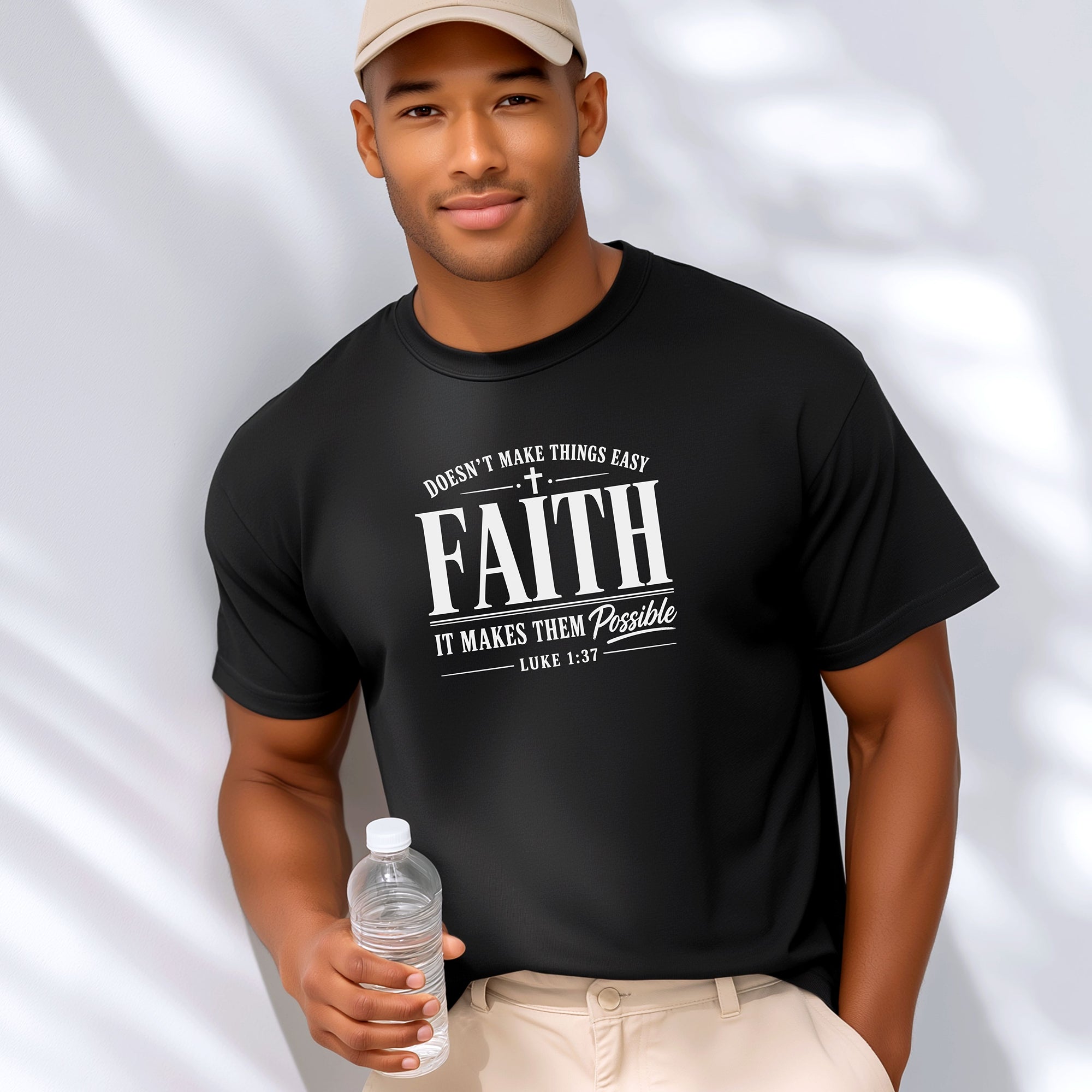 Faith Makes All Things Possible T-Shirt, Luke 1:37 Scripture Tee