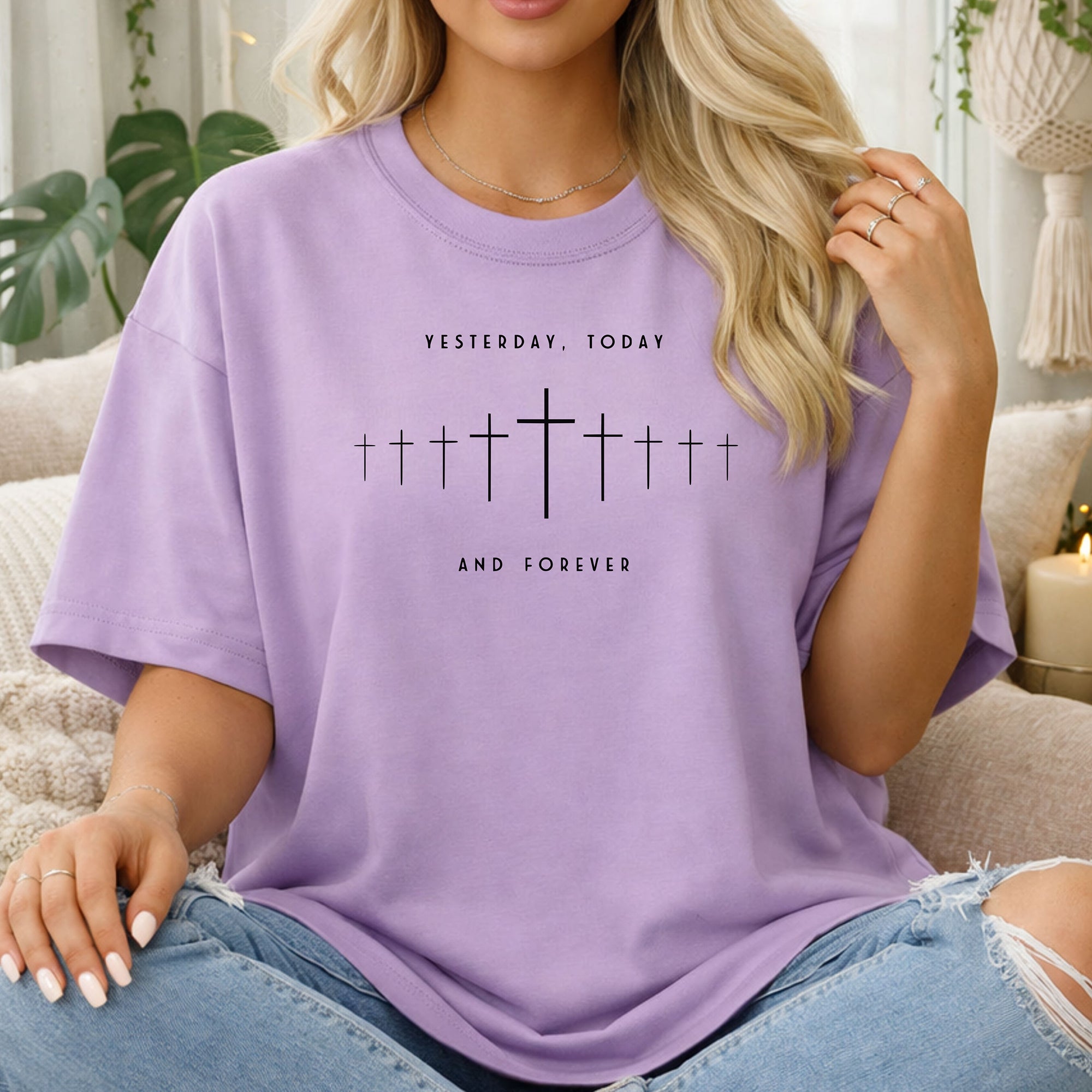 Yesterday, Today And Forever Christian T-Shirt, Timeless Cross Faith Tee