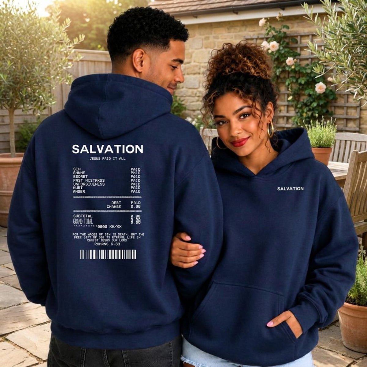 Salvation Receipt Hoodie, Jesus Paid It All Romans 6:23