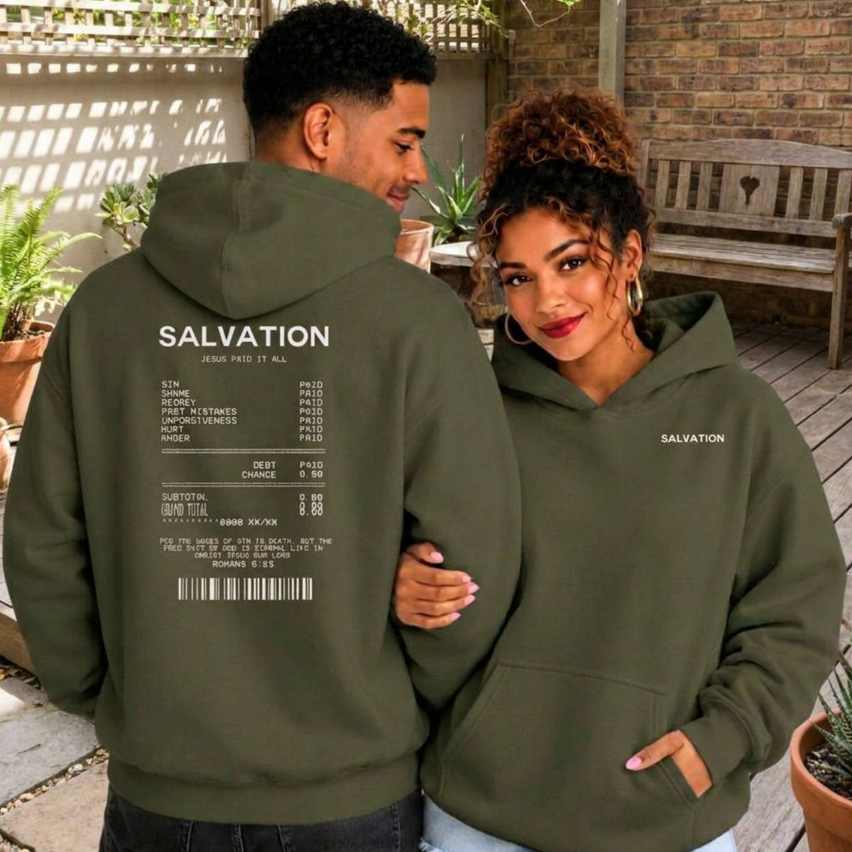 Salvation Receipt Hoodie, Jesus Paid It All Romans 6:23