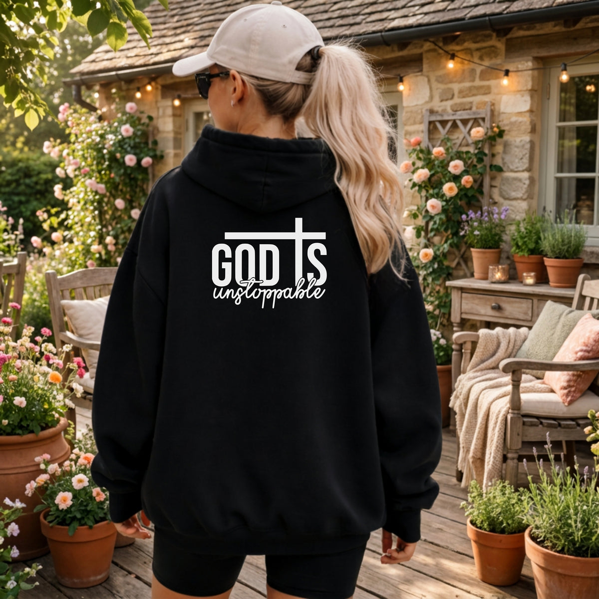 God Is Unstoppable Christian Hoodie, Bold Faith Back Design