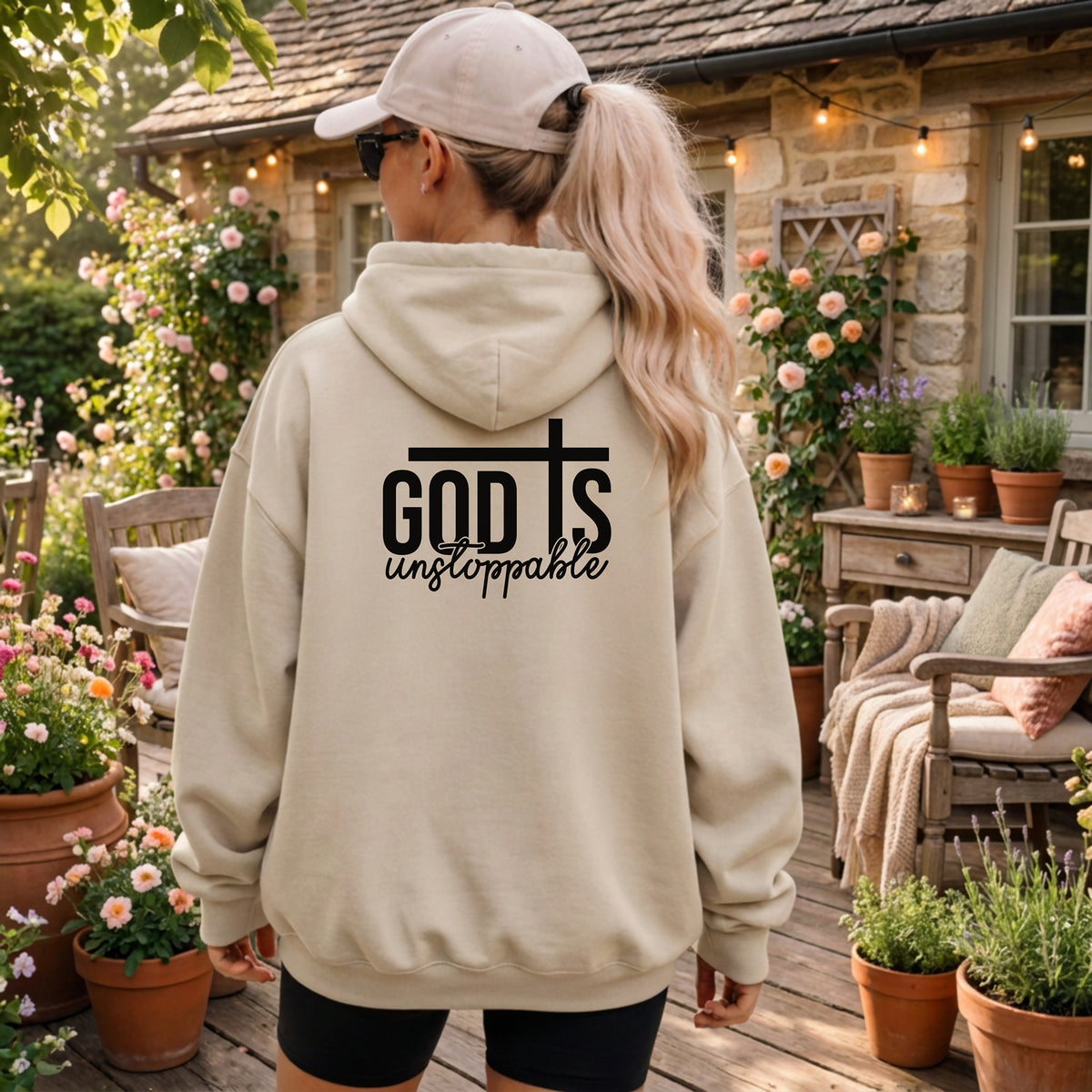 God Is Unstoppable Christian Hoodie, Bold Faith Back Design