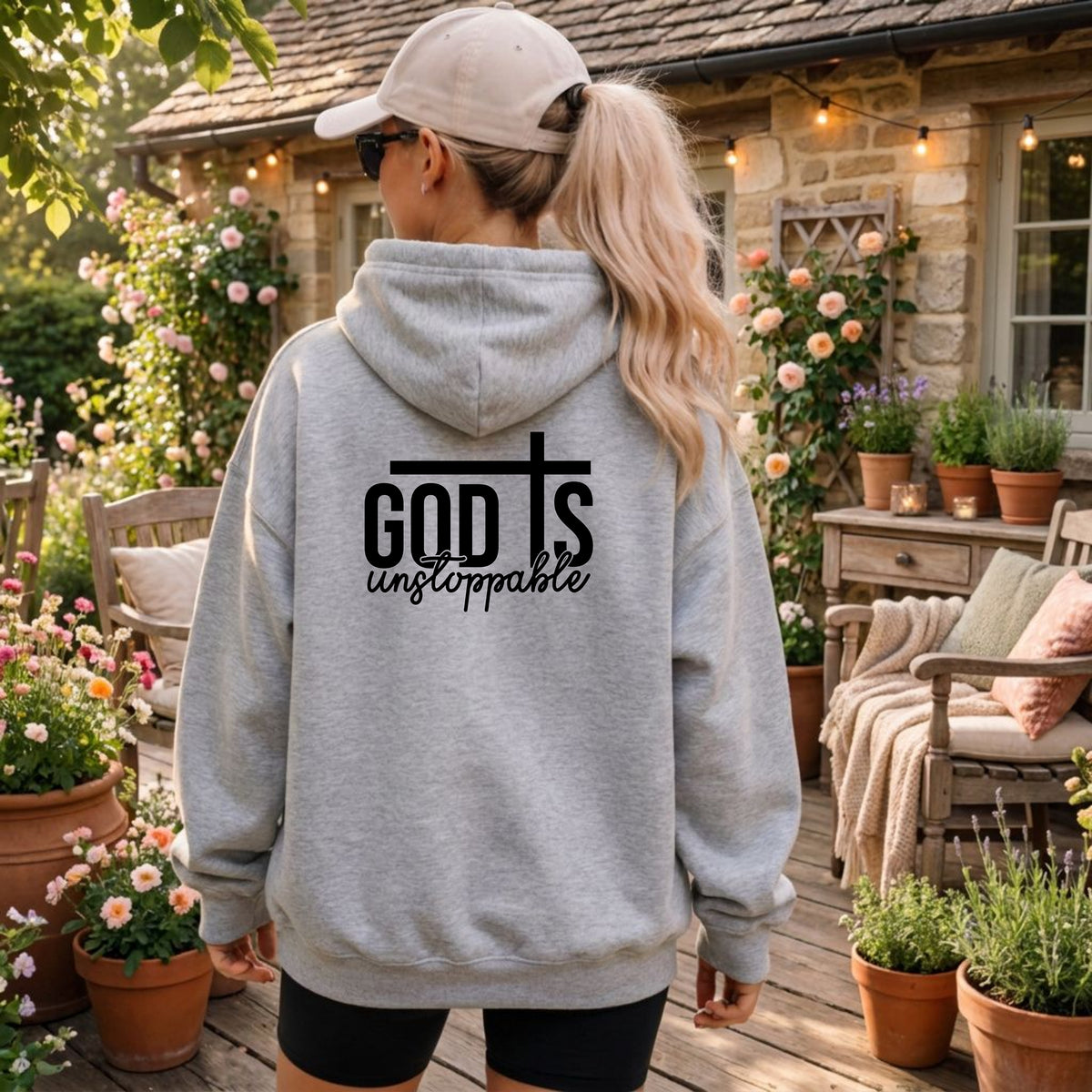 God Is Unstoppable Christian Hoodie, Bold Faith Back Design