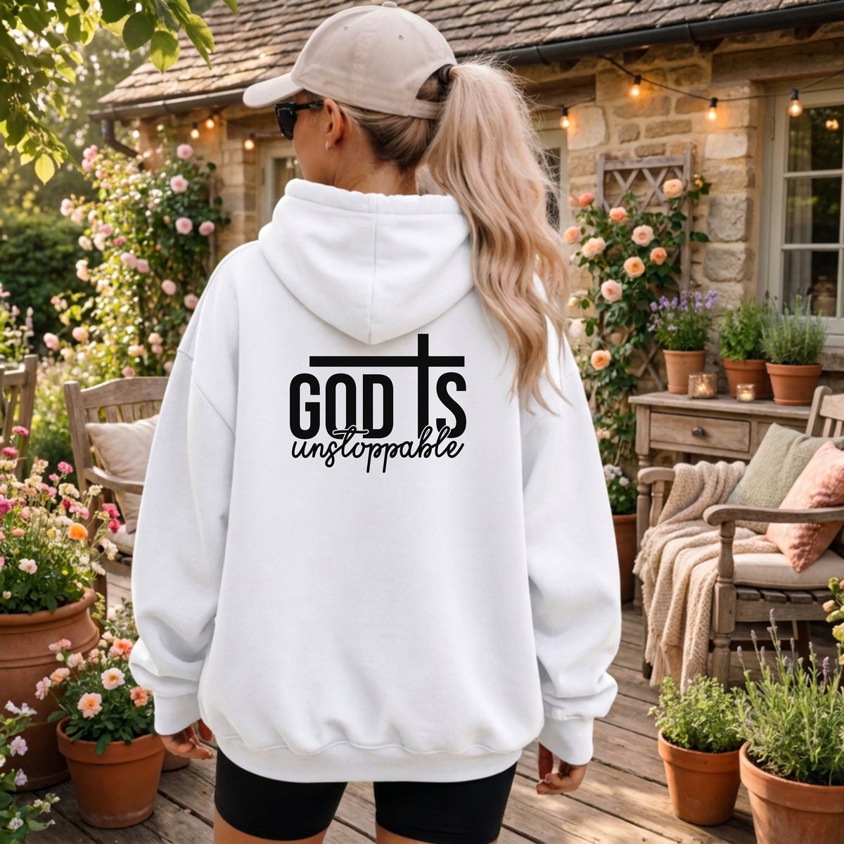 God Is Unstoppable Christian Hoodie, Bold Faith Back Design