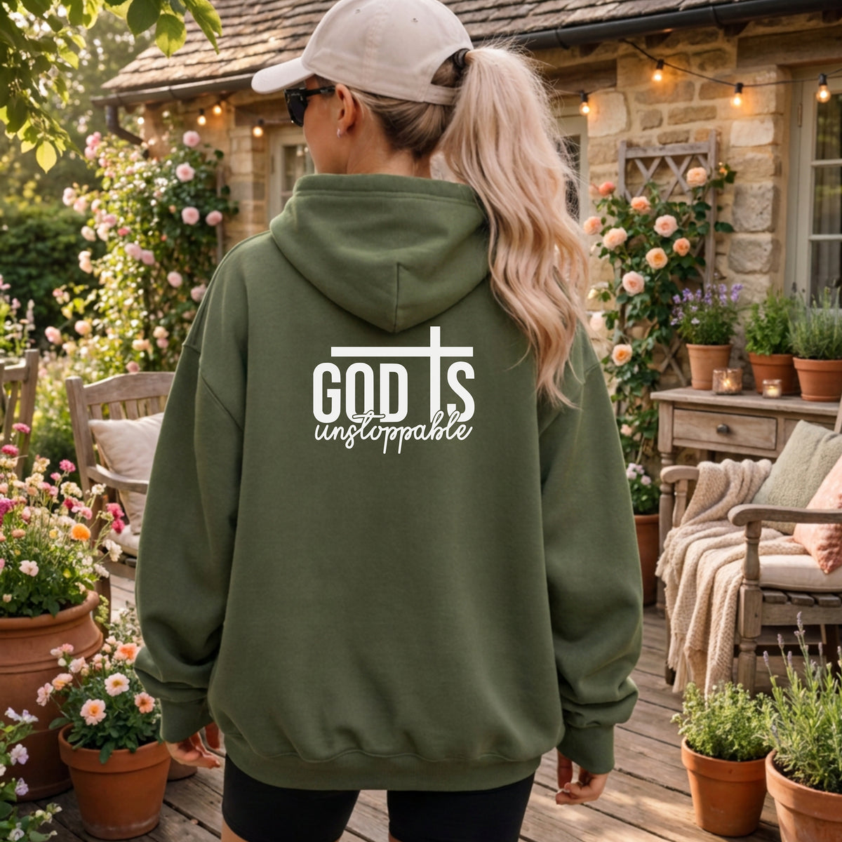 God Is Unstoppable Christian Hoodie, Bold Faith Back Design