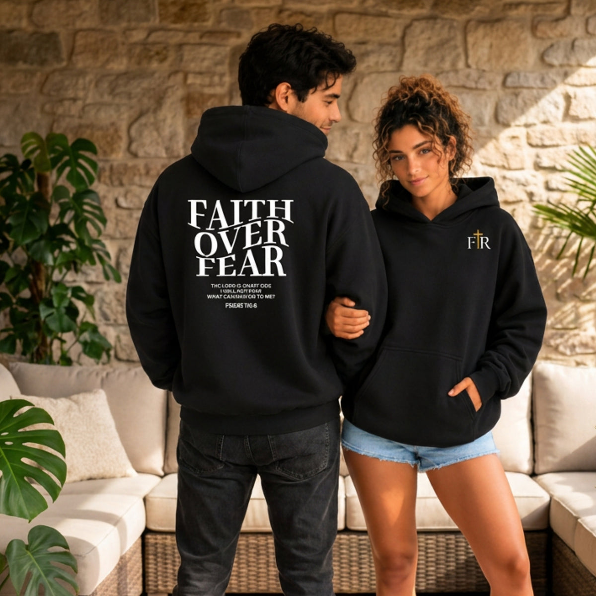 Faith Over Fear Christian Hoodie, Psalm 118-6 Scripture Pullover