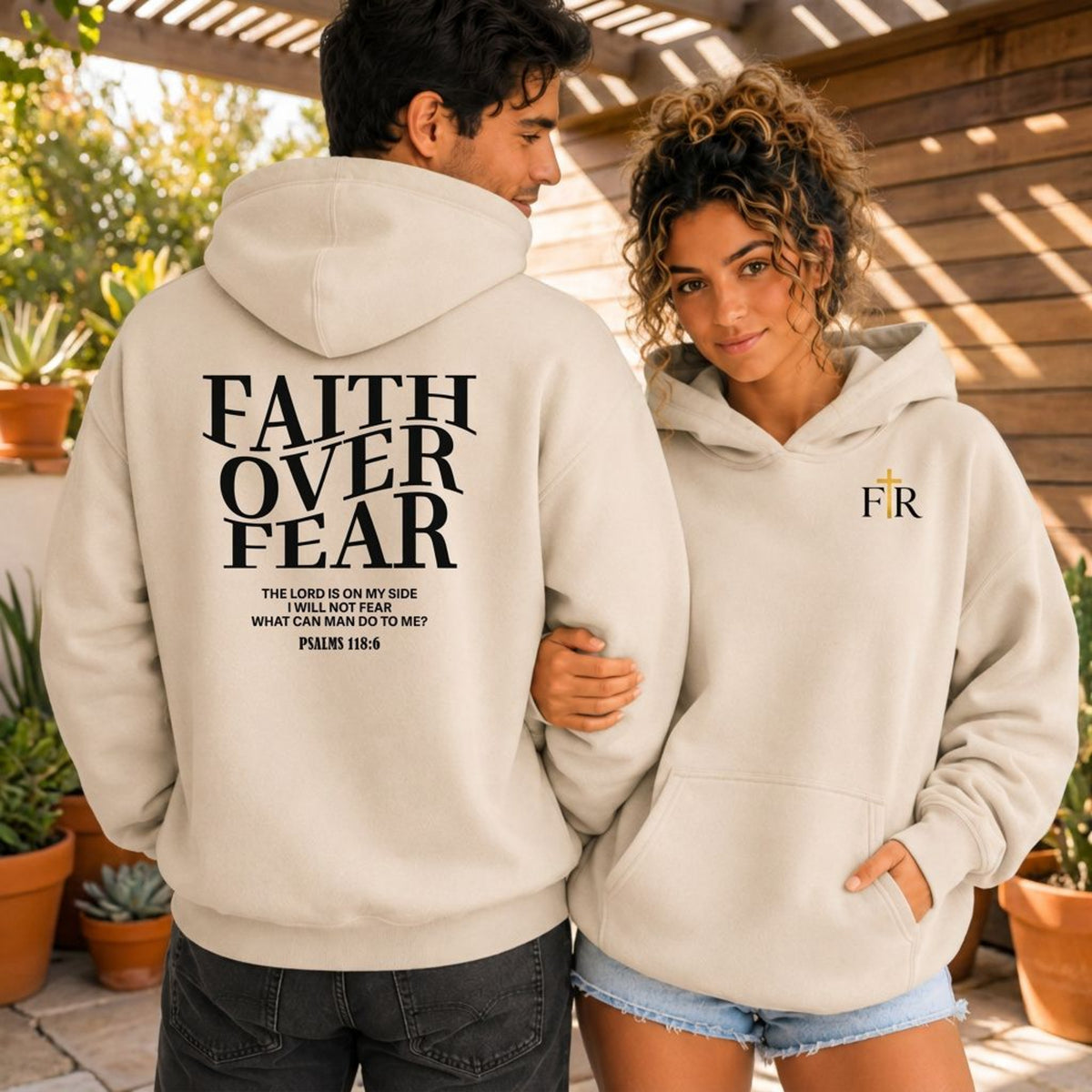 Faith Over Fear Christian Hoodie, Psalm 118-6 Scripture Pullover