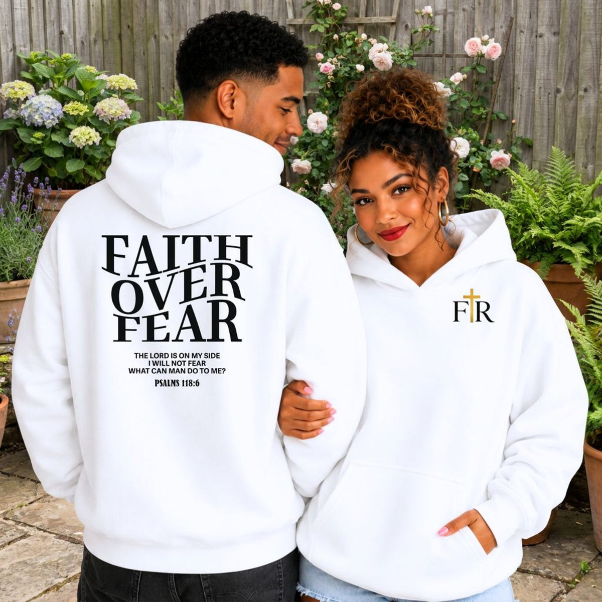 Faith Over Fear Christian Hoodie, Psalm 118-6 Scripture Pullover