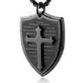 Shield Armor of God Stainless Steel Cross Pendant Necklace
