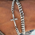Stainless Steel Cross Chain Bracelet, Christian Faith Link Bracelet