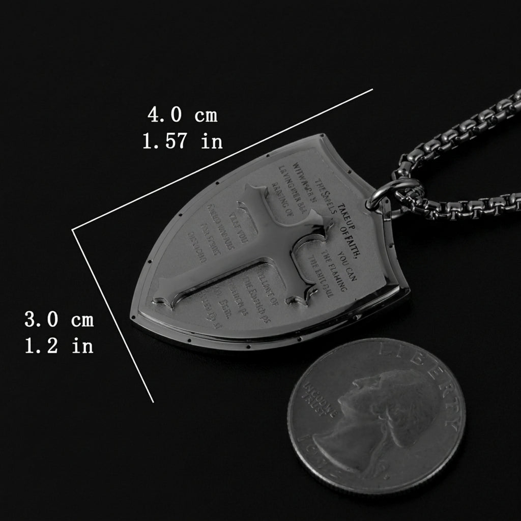 Shield Armor of God Stainless Steel Cross Pendant Necklace