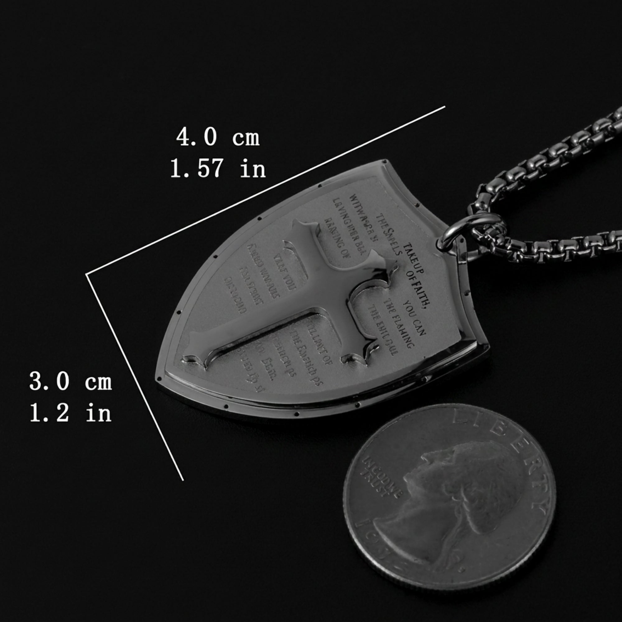Shield Armor of God Stainless Steel Cross Pendant Necklace