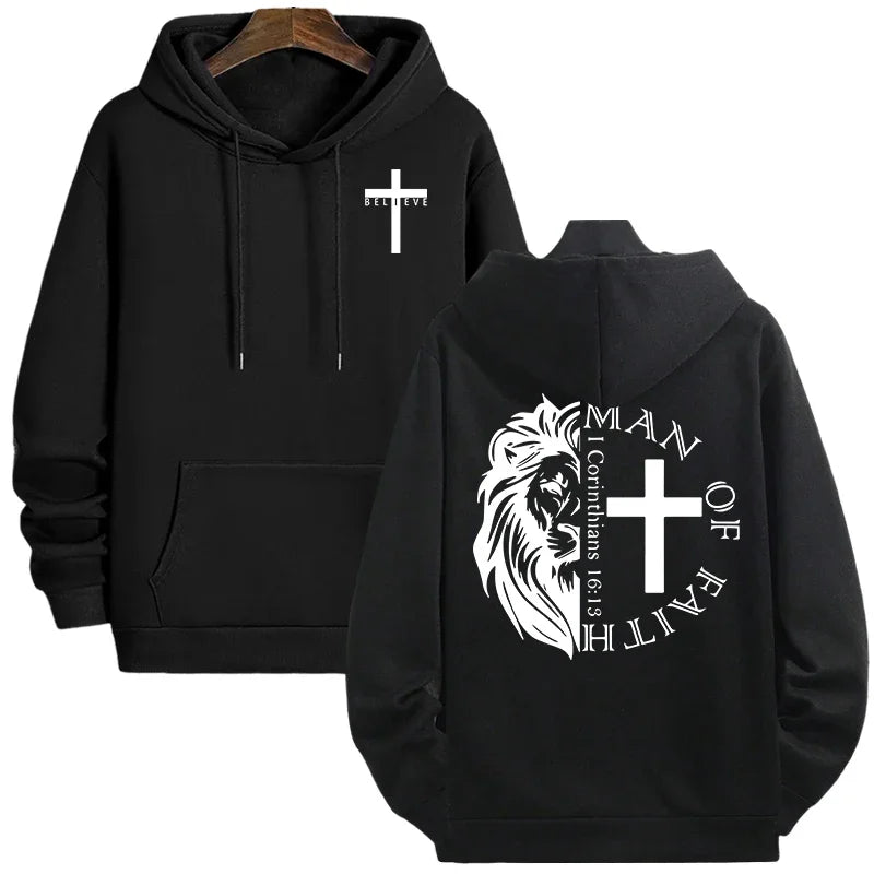 Man of Faith Pullover Hoodie, 1 Corinthians 16:13 Faith Sweatshirt