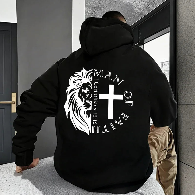 Man of Faith Pullover Hoodie, 1 Corinthians 16:13 Faith Sweatshirt