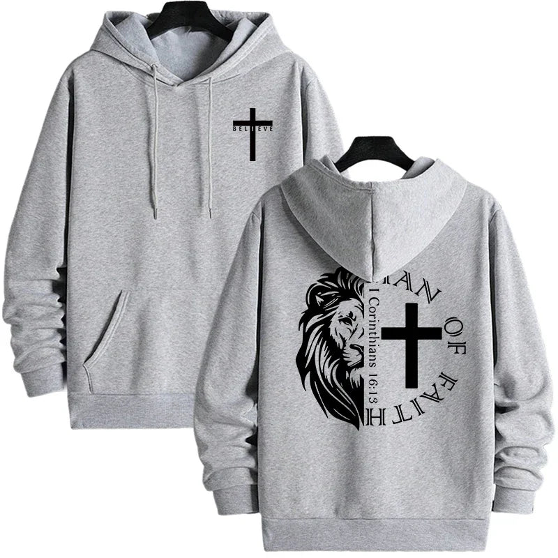 Man of Faith Pullover Hoodie, 1 Corinthians 16:13 Faith Sweatshirt