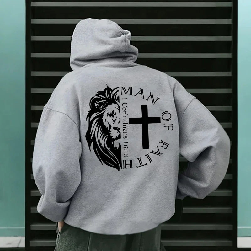 Man of Faith Pullover Hoodie, 1 Corinthians 16:13 Faith Sweatshirt