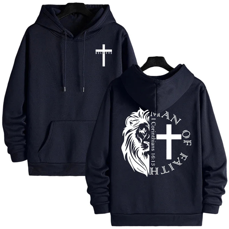 Man of Faith Pullover Hoodie, 1 Corinthians 16:13 Faith Sweatshirt