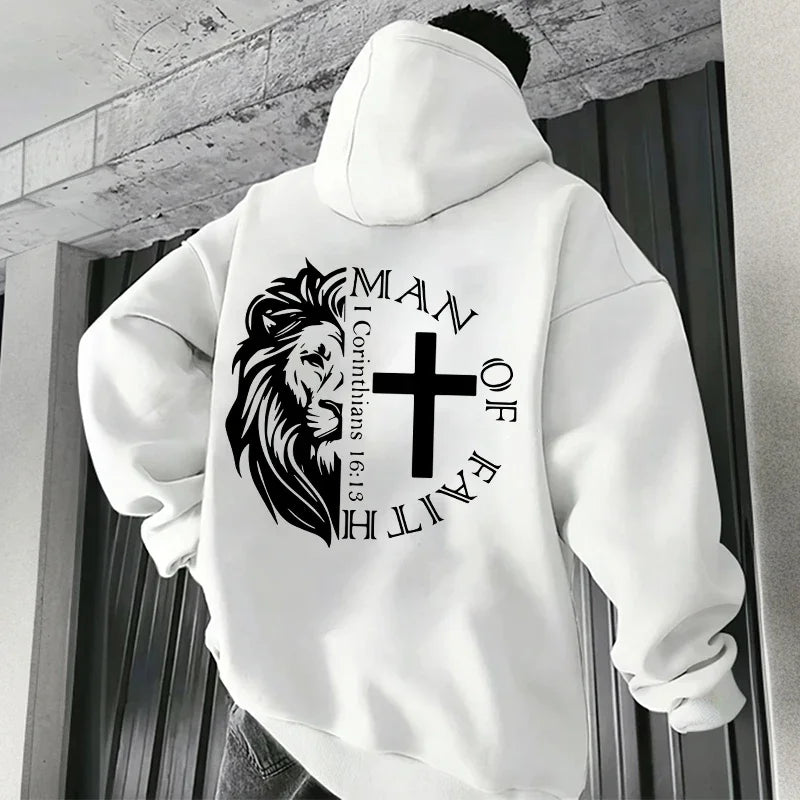 Man of Faith Pullover Hoodie, 1 Corinthians 16:13 Faith Sweatshirt