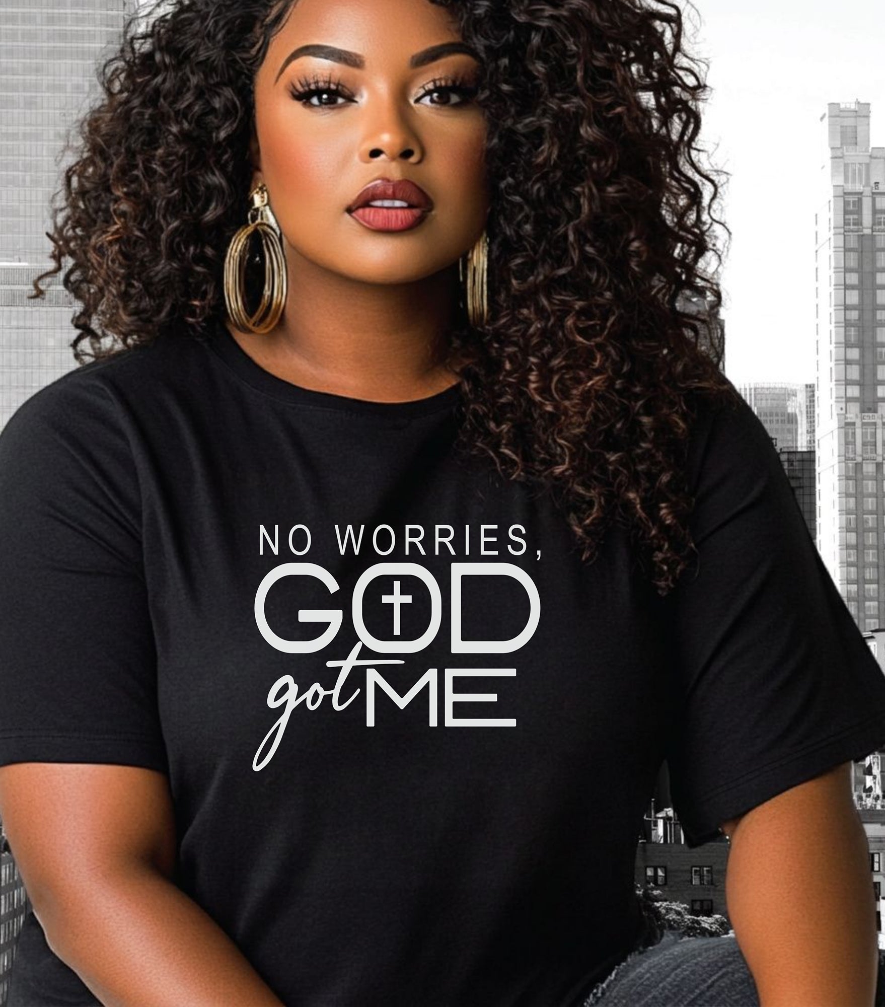 No Worries, God Got Me Christian T-Shirt, Inspirational Faith Graphic Tee