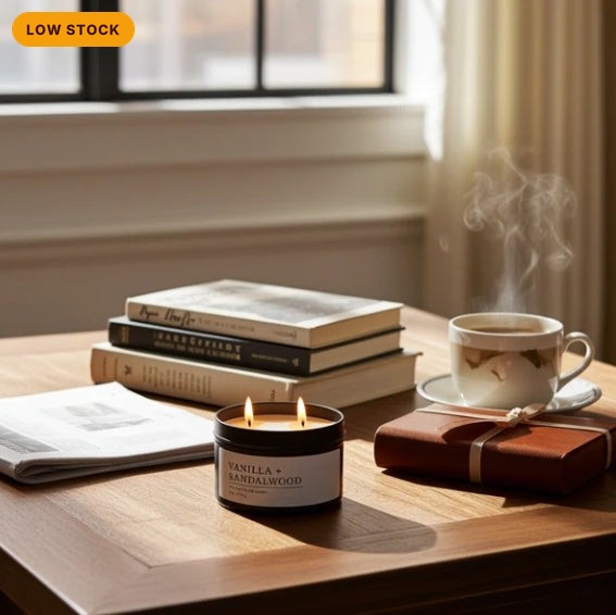 Vanilla & Sandalwood Soy Wax Blend Candle, Warm & Cozy Scent