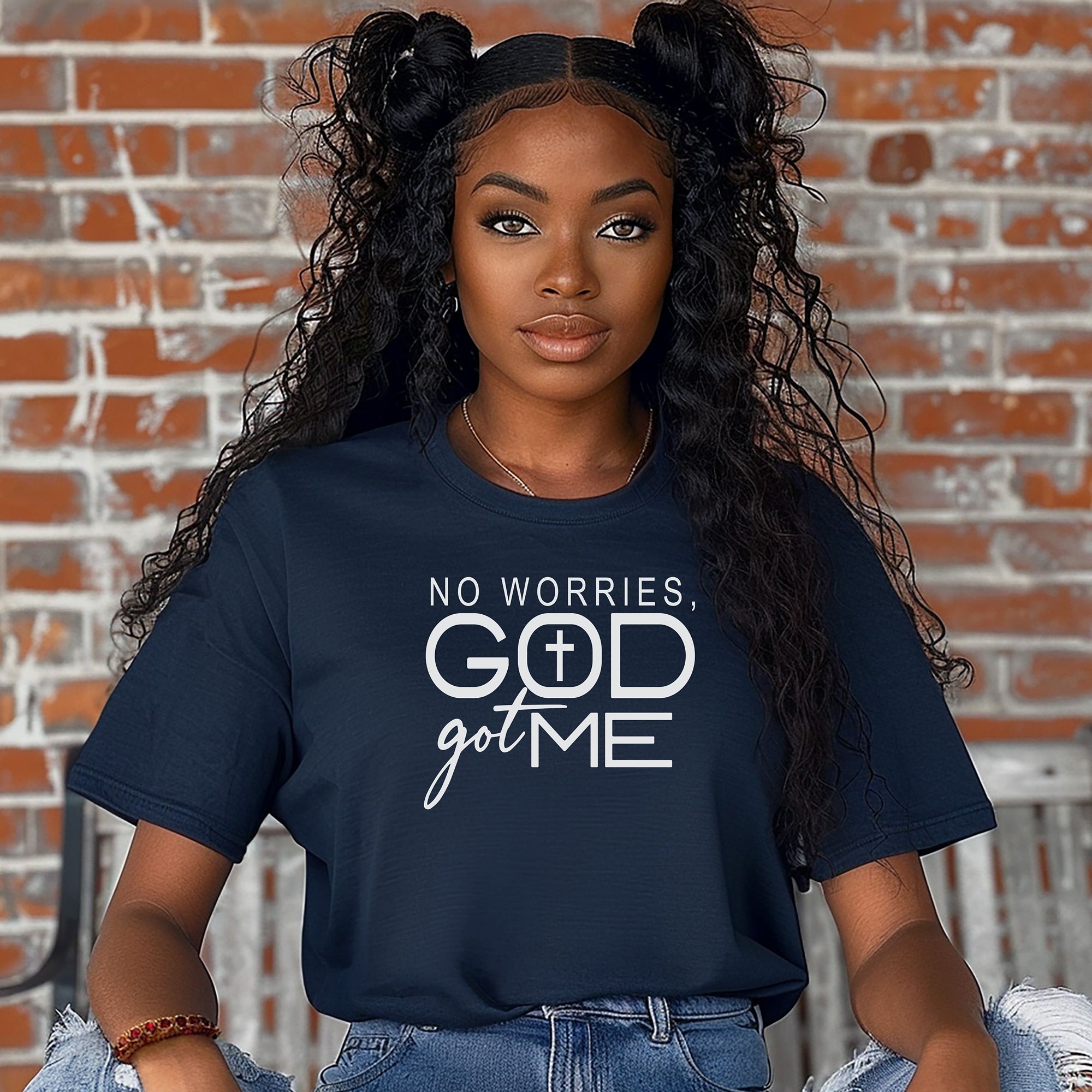 No Worries, God Got Me Christian T-Shirt, Inspirational Faith Graphic Tee