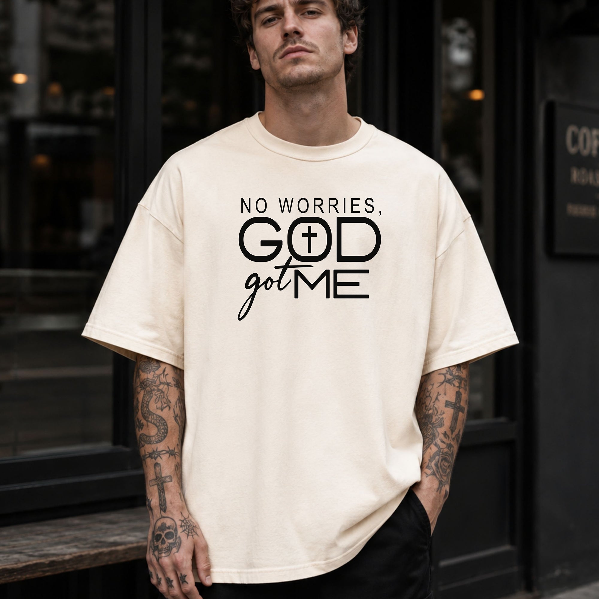No Worries, God Got Me Christian T-Shirt, Inspirational Faith Graphic Tee