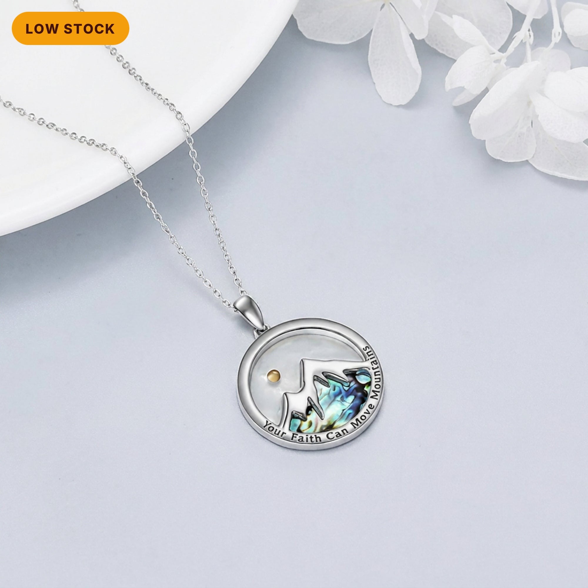 Your Faith Can Move Mountains Necklace, Mustard Seed Christian Pendant