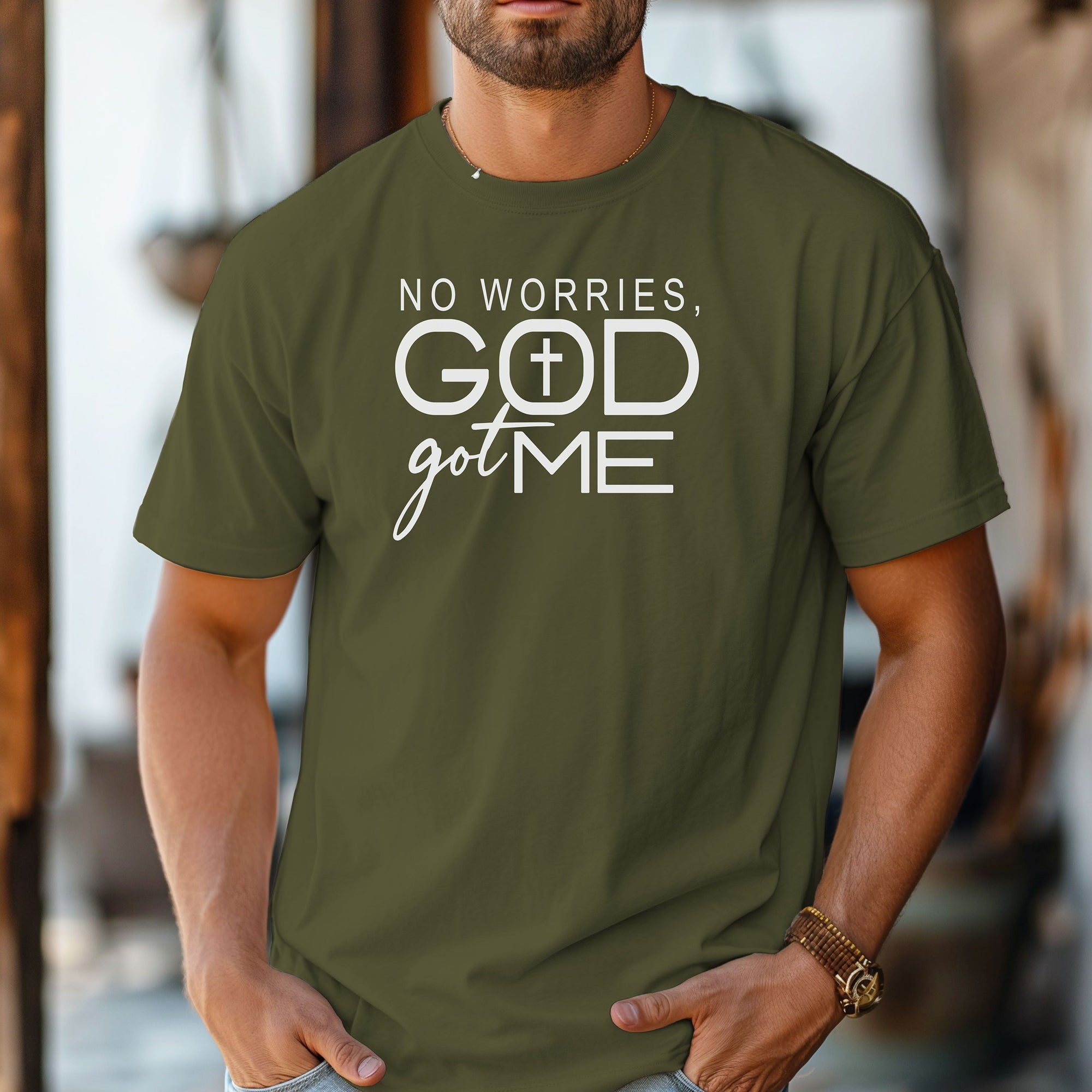 No Worries, God Got Me Christian T-Shirt, Inspirational Faith Graphic Tee
