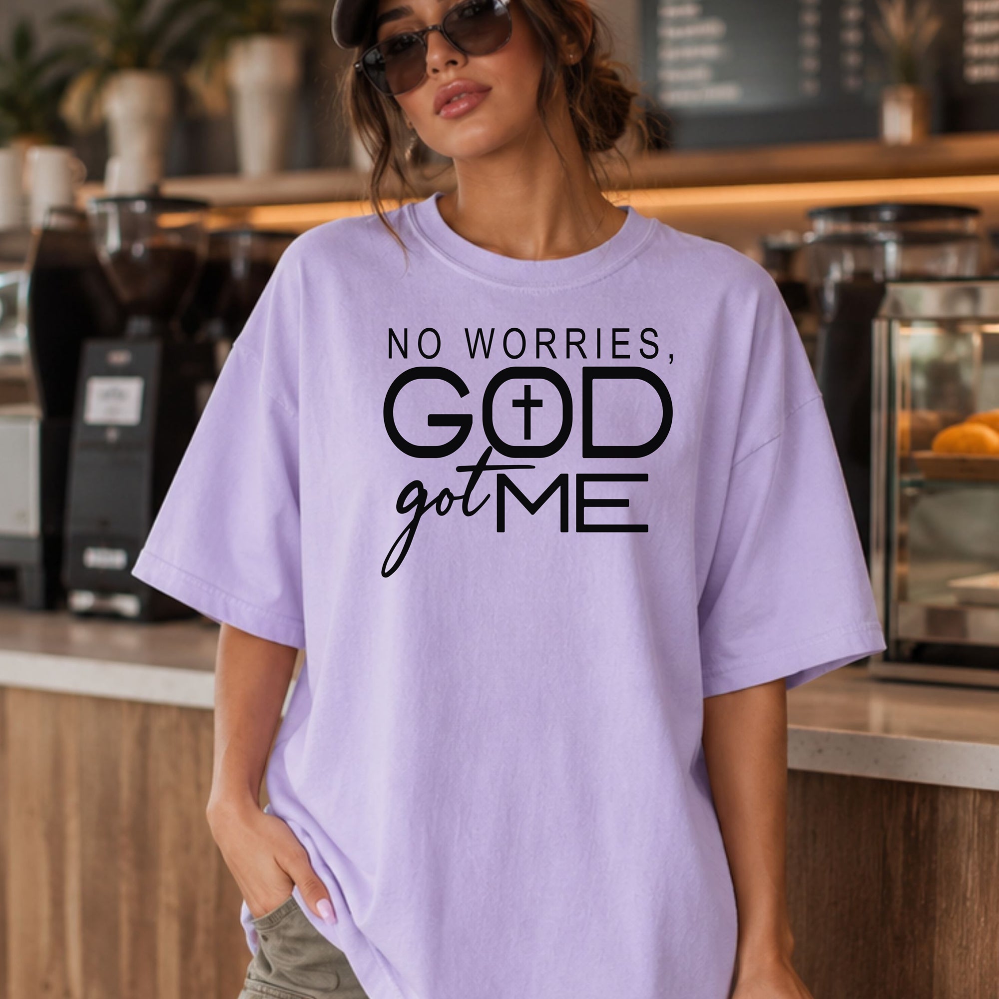 No Worries, God Got Me Christian T-Shirt, Inspirational Faith Graphic Tee