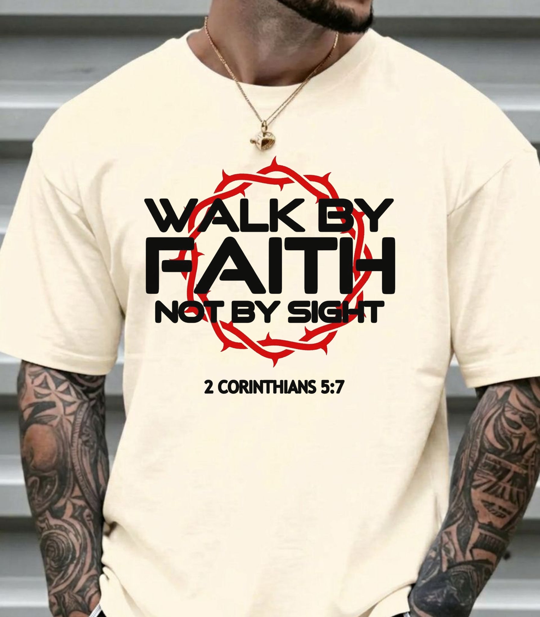 Walk by Faith Not by Sight T-Shirt, 2 Corinthians 5:7 Faith Tee