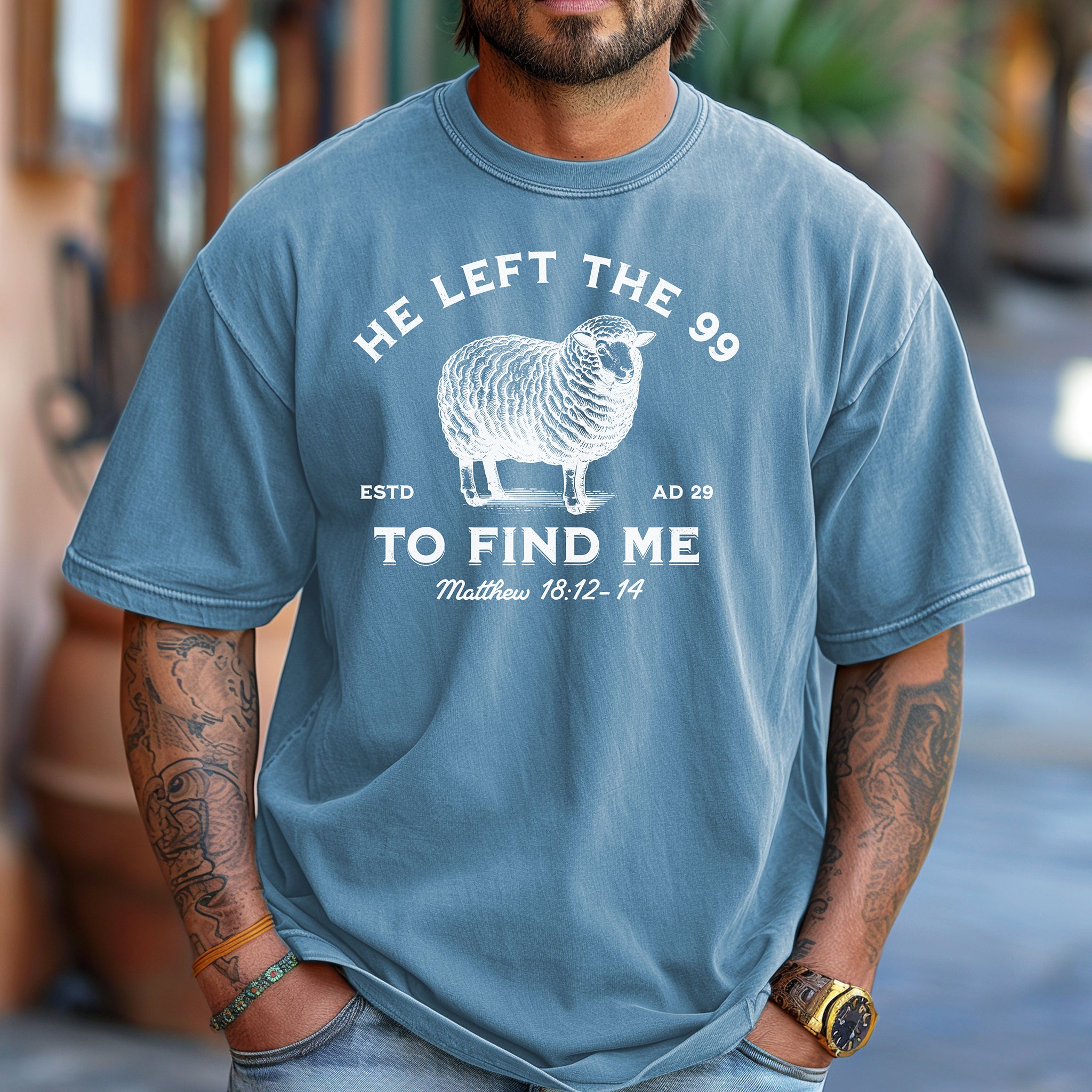 He Left the 99 to Find Me T-Shirt, Matthew 18:12–14 Faith Tee