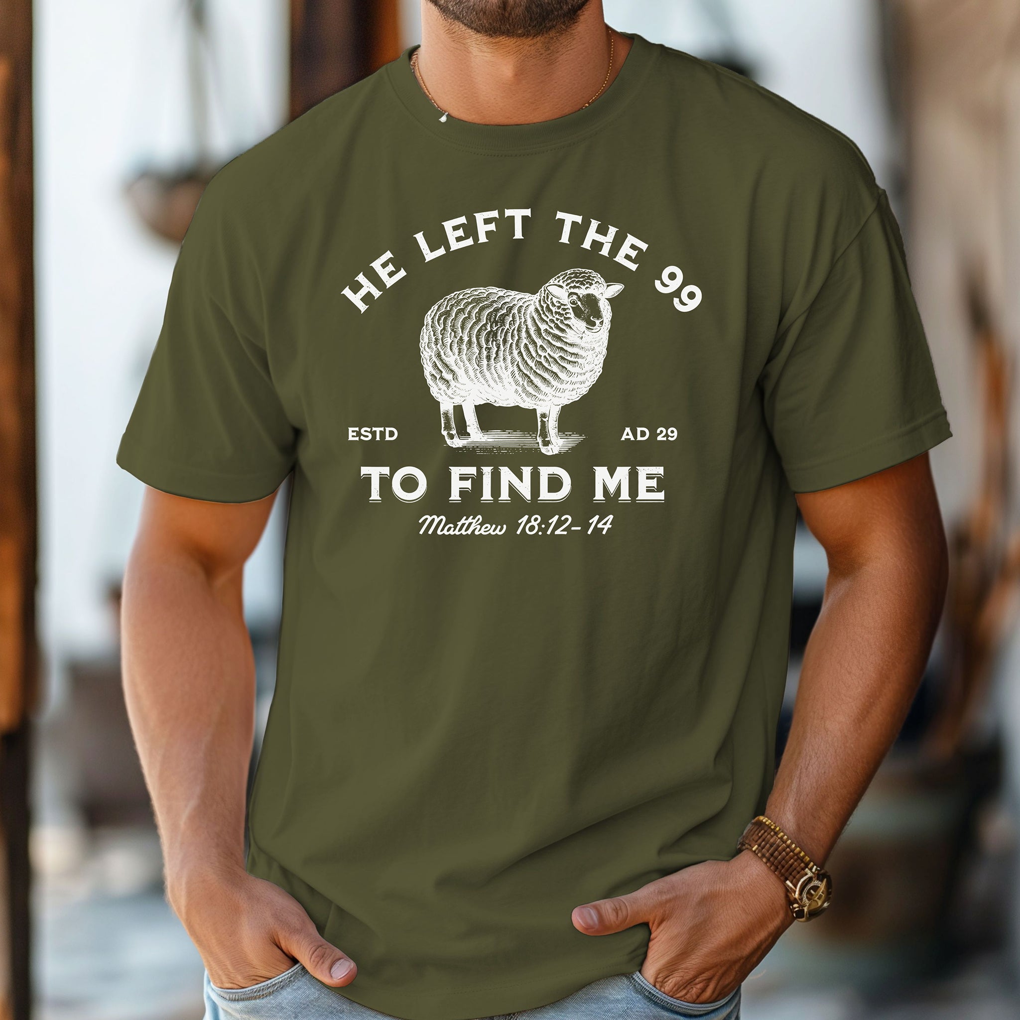 He Left the 99 to Find Me T-Shirt, Matthew 18:12–14 Faith Tee