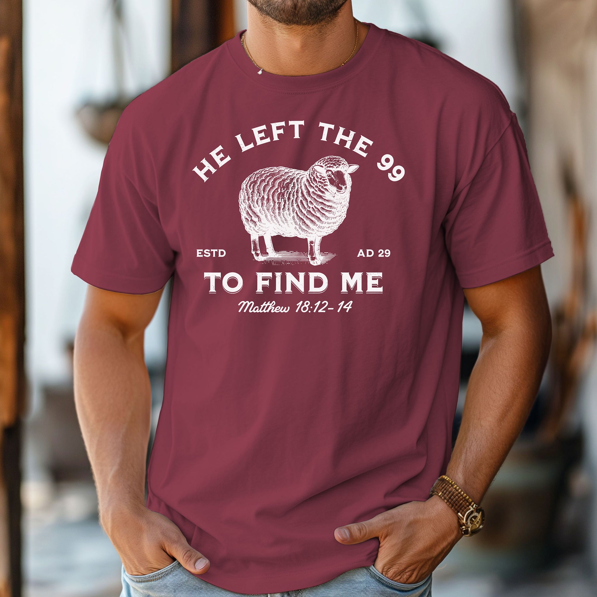 He Left the 99 to Find Me T-Shirt, Matthew 18:12–14 Faith Tee