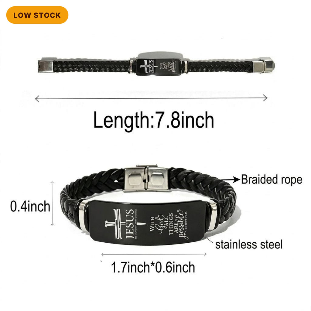 Jesus "With God All Things Are Possible" Bracelet, Matthew 19:26 Christian Bracelet