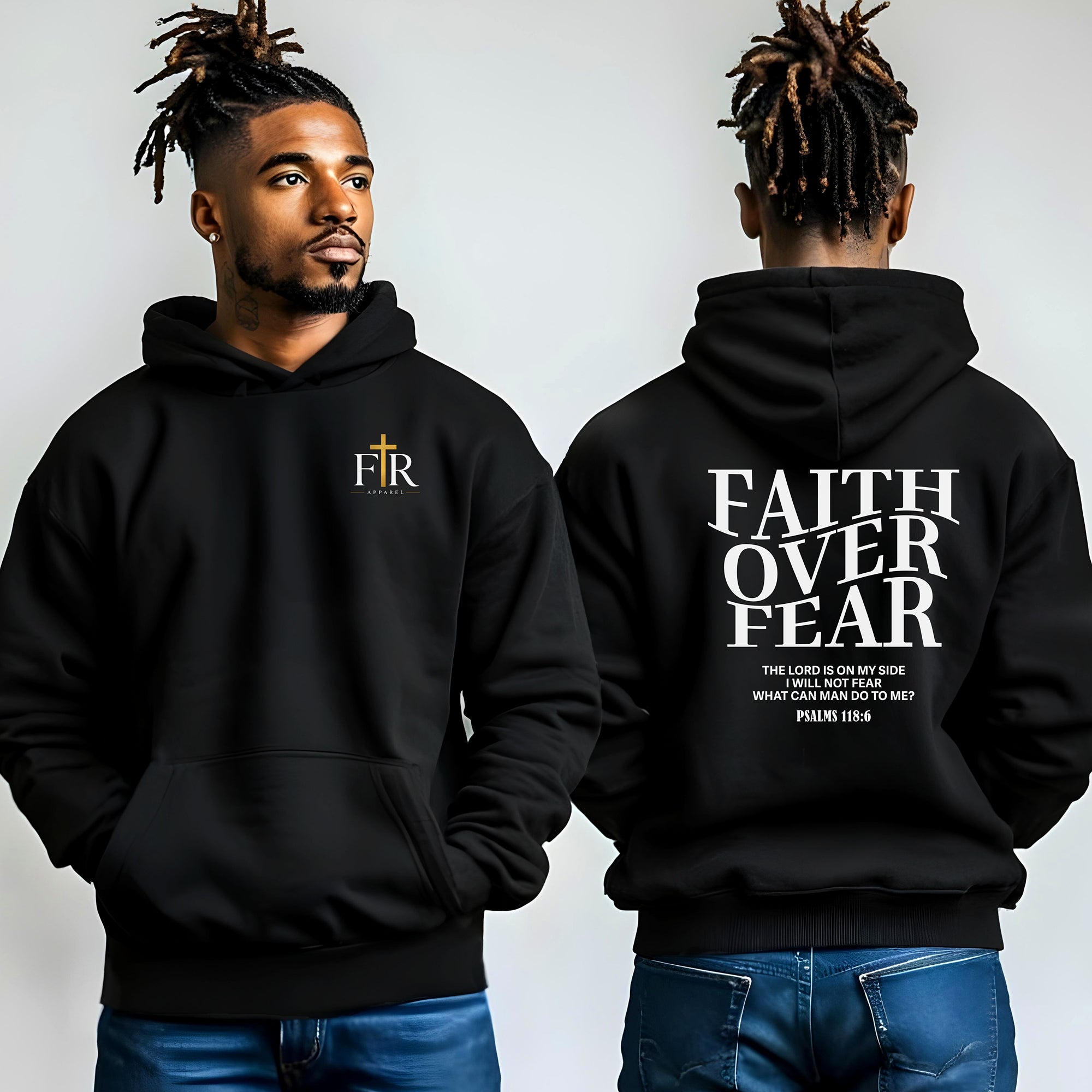 Faith Over Fear Christian Hoodie, Psalm 118-6 Scripture Pullover