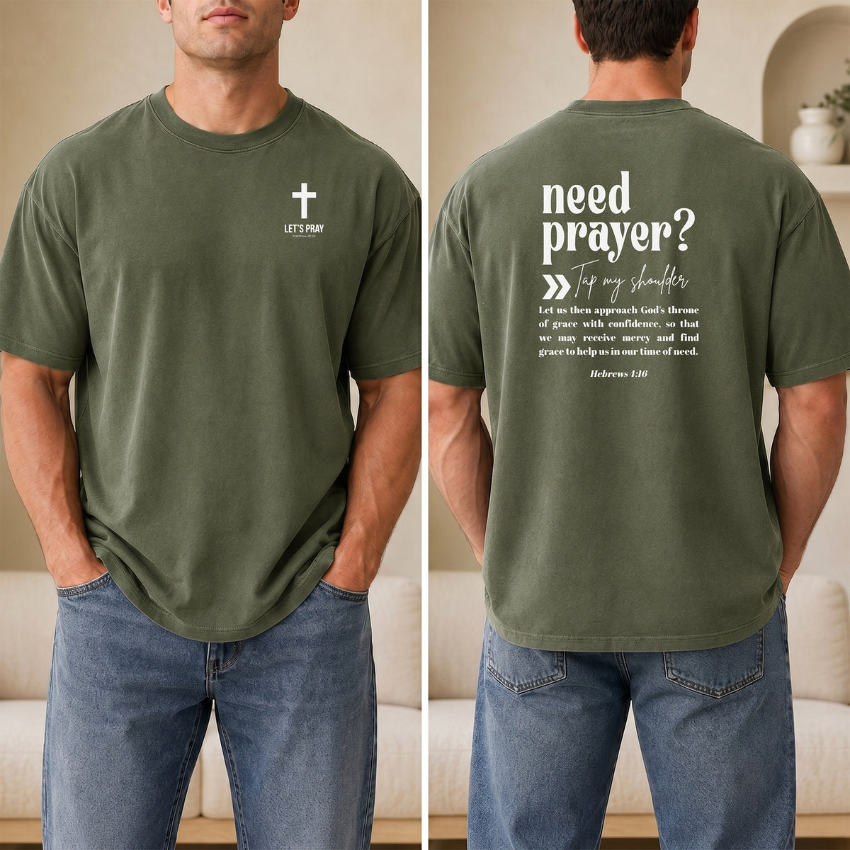 Need Prayer Back Design, Let's Pray T-Shirt, Faith Conversation Starter