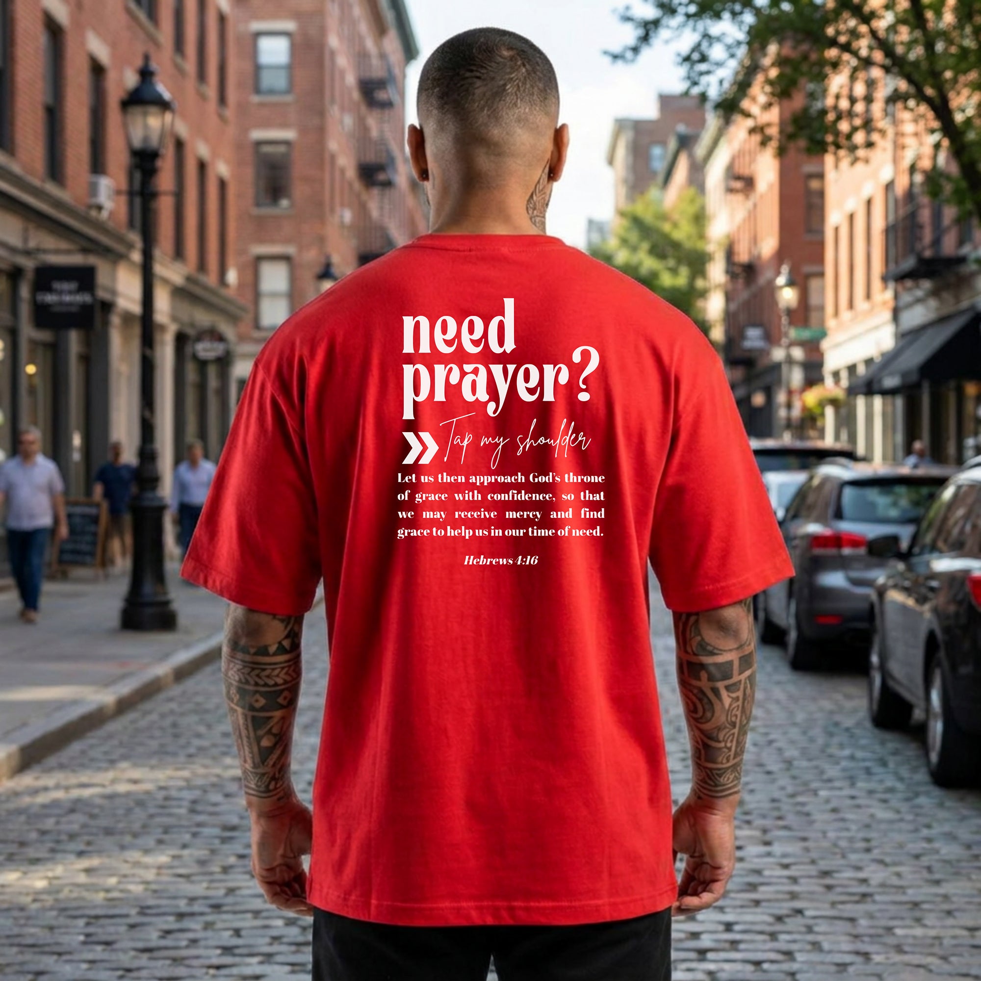Need Prayer Back Design, Let's Pray T-Shirt, Faith Conversation Starter
