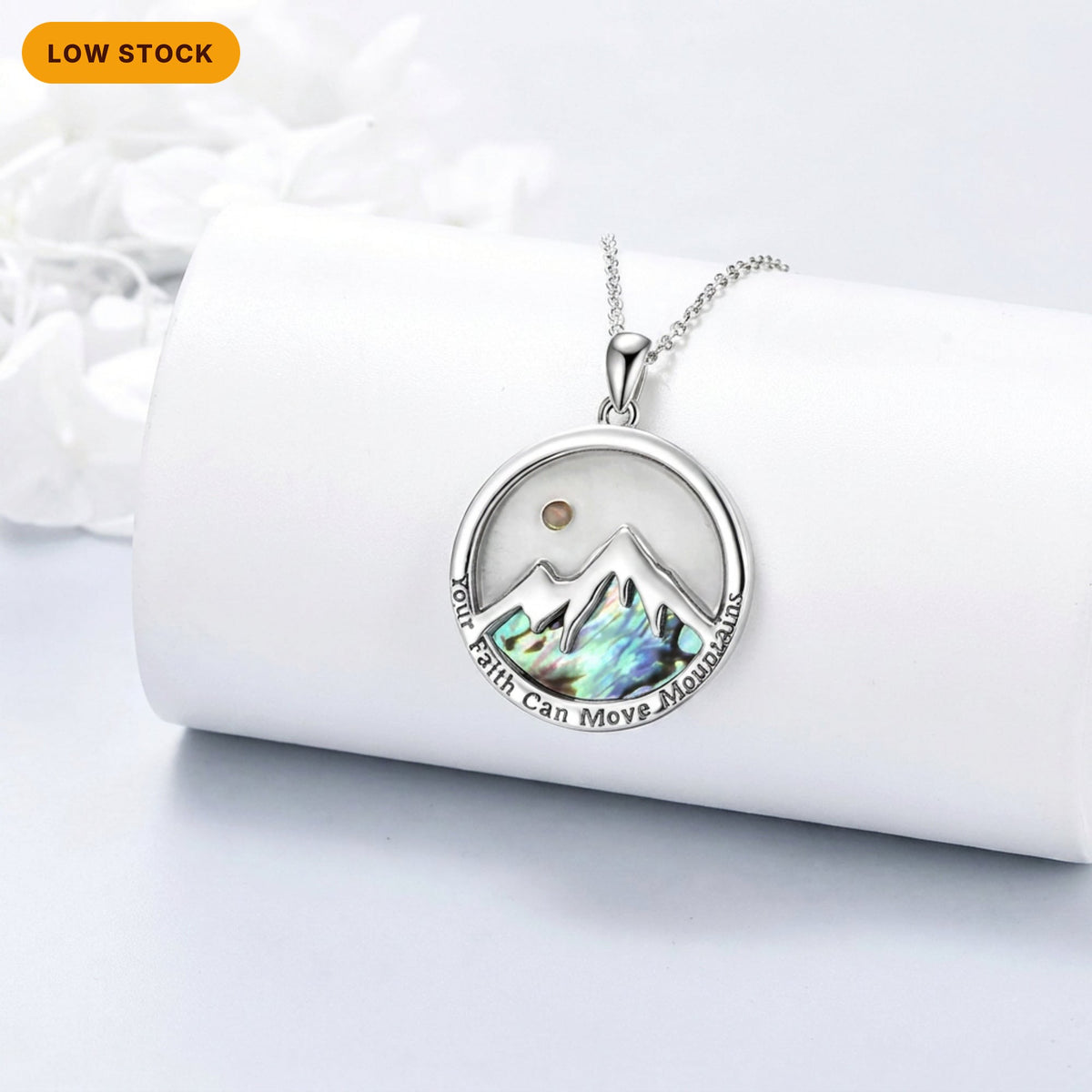 Your Faith Can Move Mountains Necklace, Mustard Seed Christian Pendant