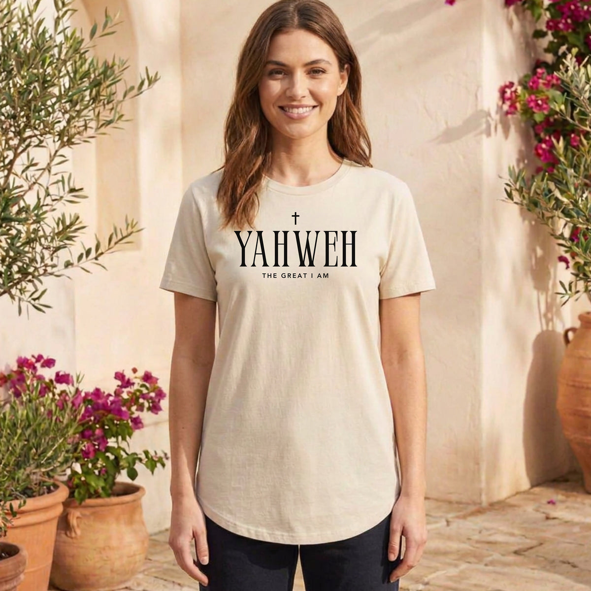 Yahweh The Great I Am Christian Curved Hem T-Shirt