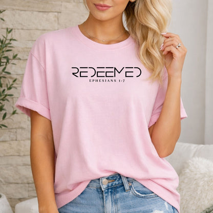 Redeemed Christian T-Shirt, Ephesians 1:7 Faith Graphic Tee