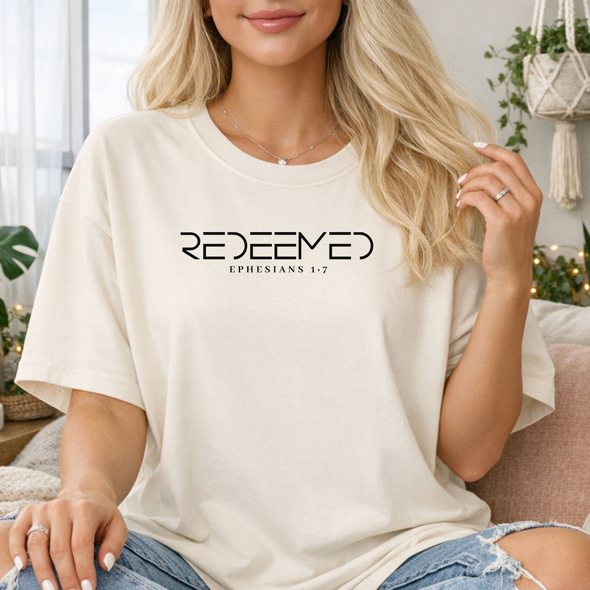 Redeemed Christian T-Shirt, Ephesians 1:7 Faith Graphic Tee