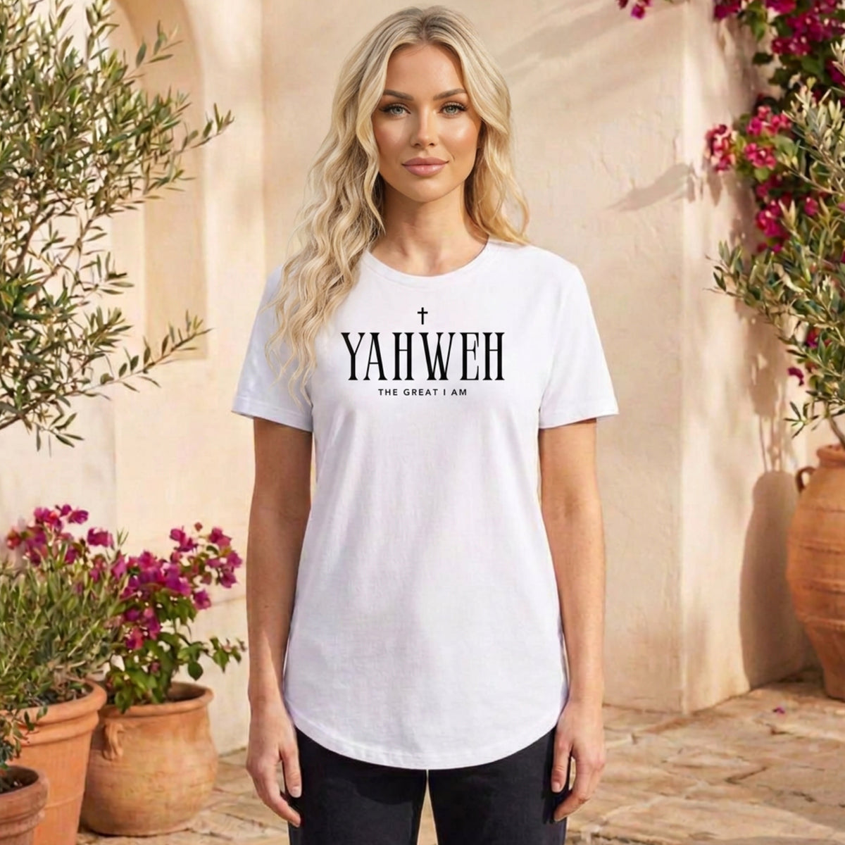 Yahweh The Great I Am Christian Curved Hem T-Shirt