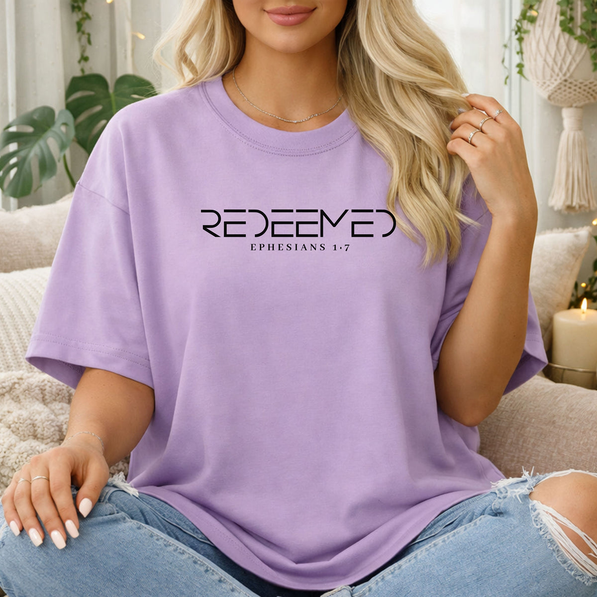 Redeemed Christian T-Shirt, Ephesians 1:7 Faith Graphic Tee