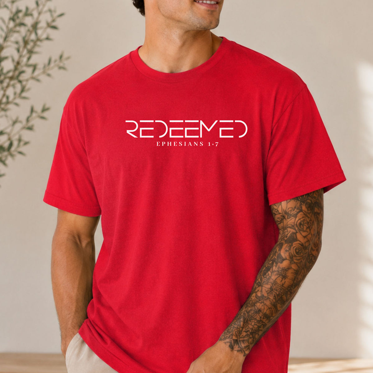 Redeemed Christian T-Shirt, Ephesians 1:7 Faith Graphic Tee