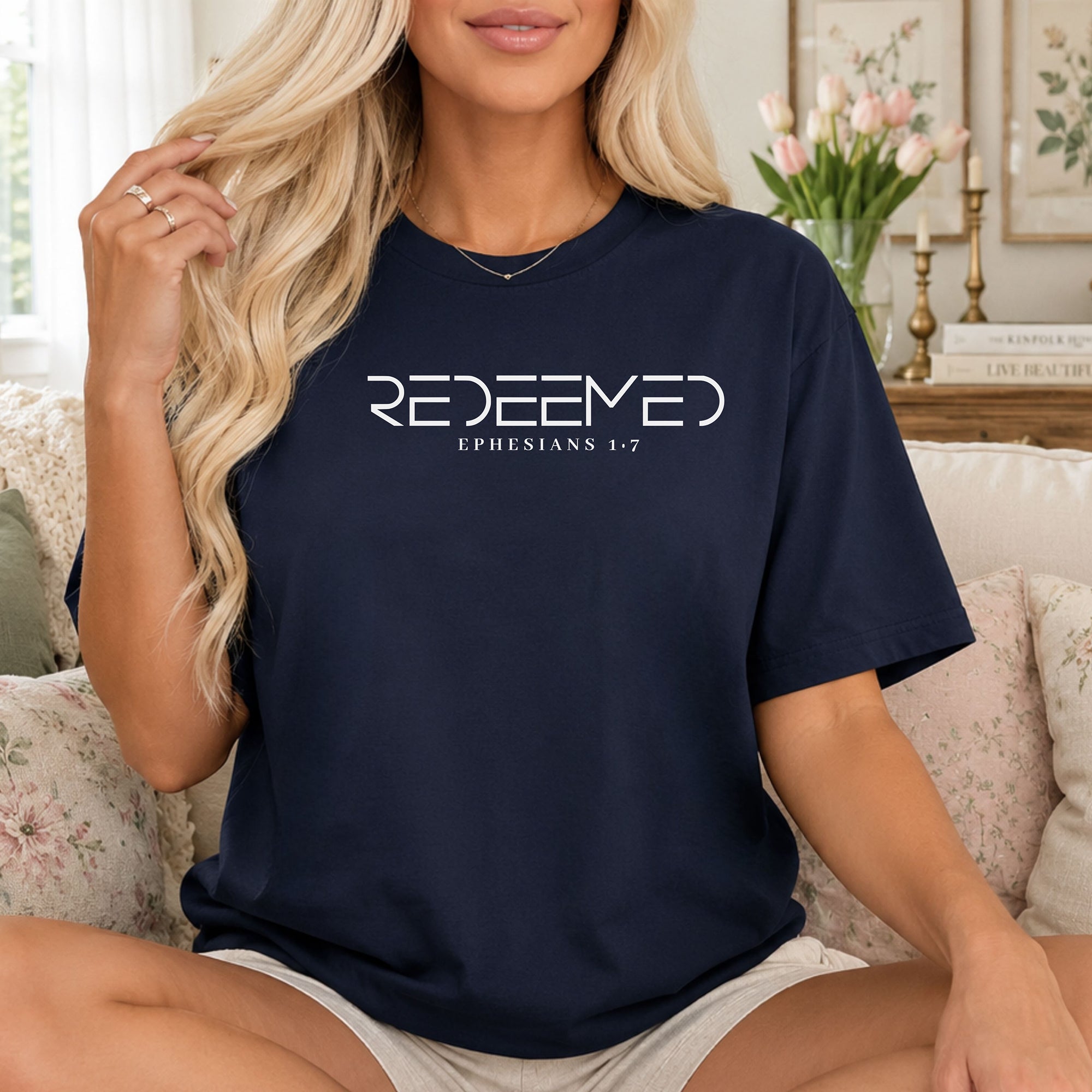 Redeemed Christian T-Shirt, Ephesians 1:7 Faith Graphic Tee
