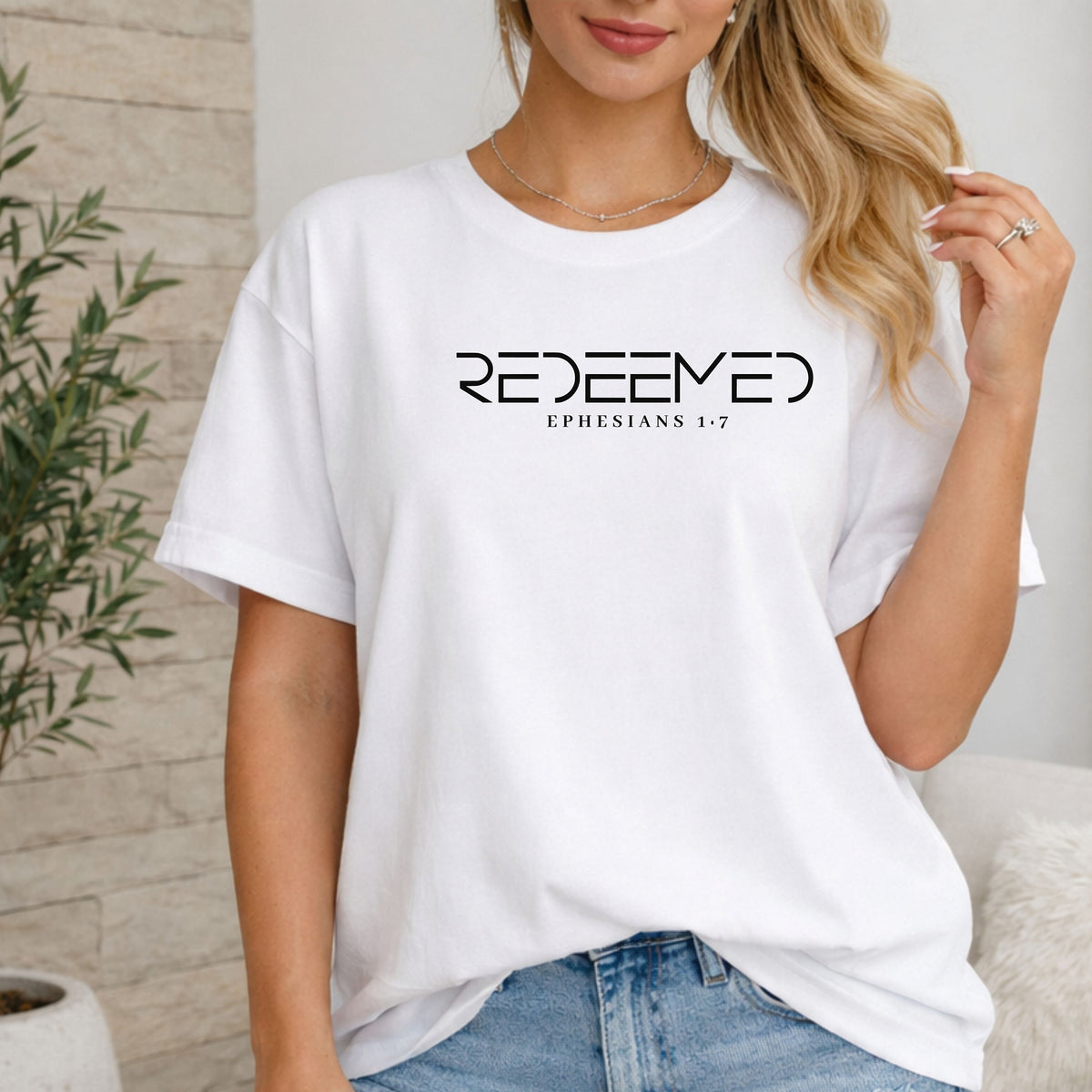 Redeemed Christian T-Shirt, Ephesians 1:7 Faith Graphic Tee